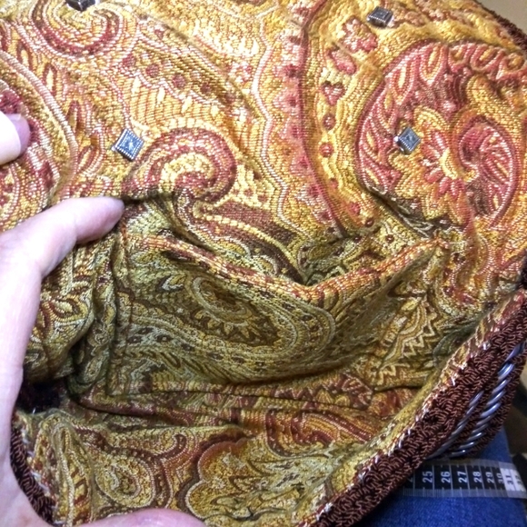 Boho One-Of-A-Kind Handmade Silver Soda Tab Trimmed Brown Crocheted Shoulder Bag - Picture 11 of 12